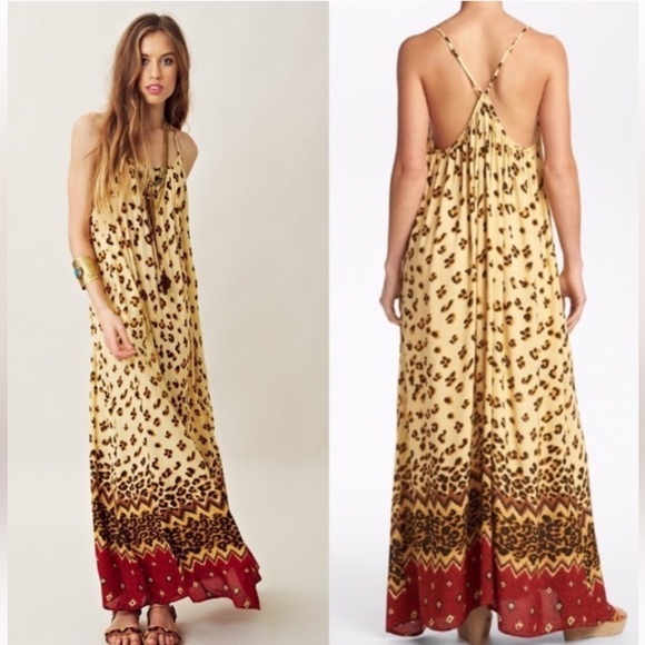 Minkpink Wild Thing Maxi Dress Leopard Animal Print XS Strappy Flowy Boho - Picture 1 of 16